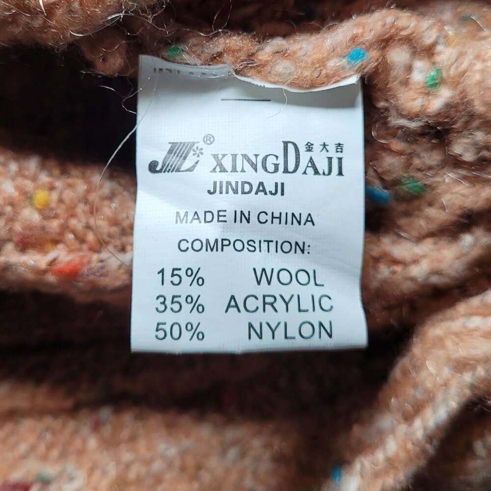 Boho Knit Shawl Wool Blend Fringe Bronze Womens One Size Oversized Cozy Boho - Picture 6 of 8